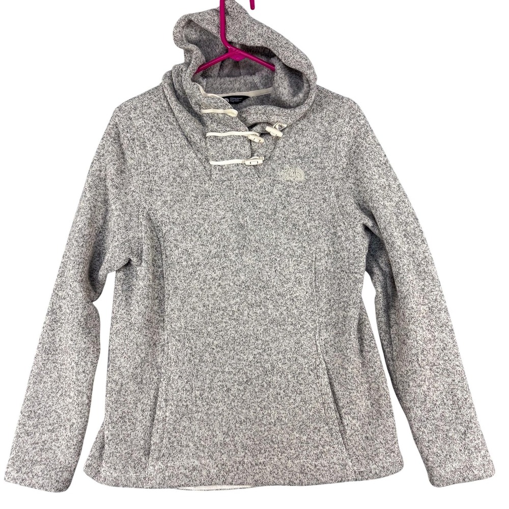 The North Face Sweatshirt Womens Medium Gray Crescent Hoodie Fleece Cowl Neck